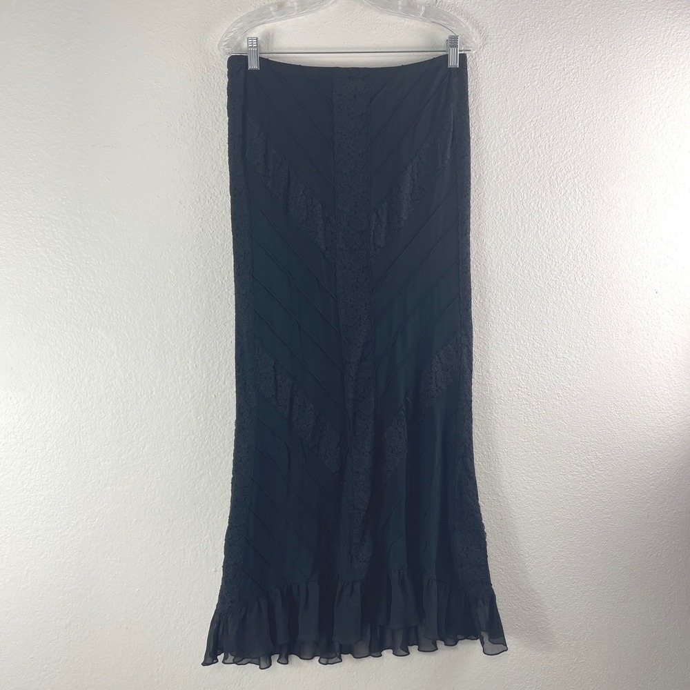 Express Lace Trim Low Rise Maxi Skirt Small Goth Whimsigoth Boho Grunge Romantic